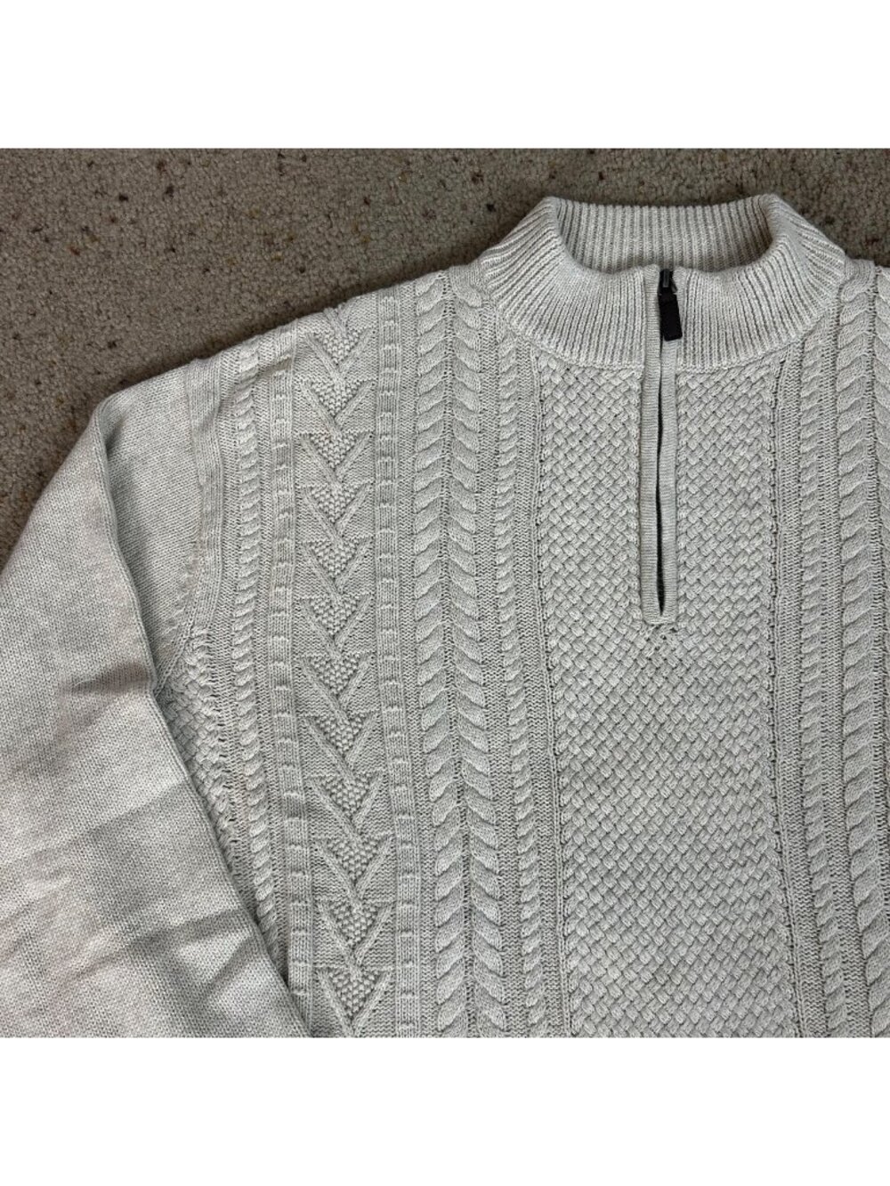 Chaps Ivory Cable Knit Fisherman Sweater‎ 1/4 Zip Pullover Size 3XLT Men's